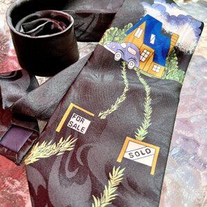 Vtg Steven Harris Realtor Home Novelty Neck Tie Necktie Real Estate House SOLD